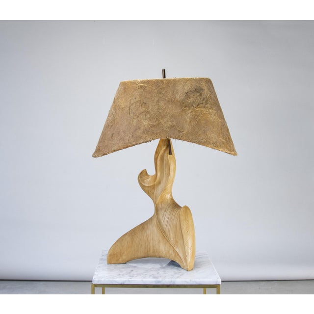 A truly unique organic shaped table lamp circa 1950’s. Large at 33.5” tall and 25.5” wide. The lamp is made of heavy...