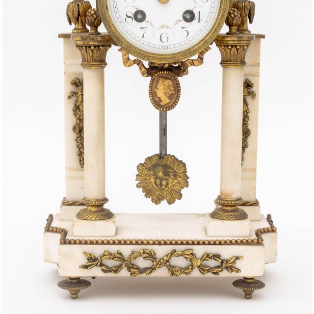 Louis XVI Style Marble and Bronze Clock and Candelabra Set, Late 19th Century For Sale - Image 4 of 18