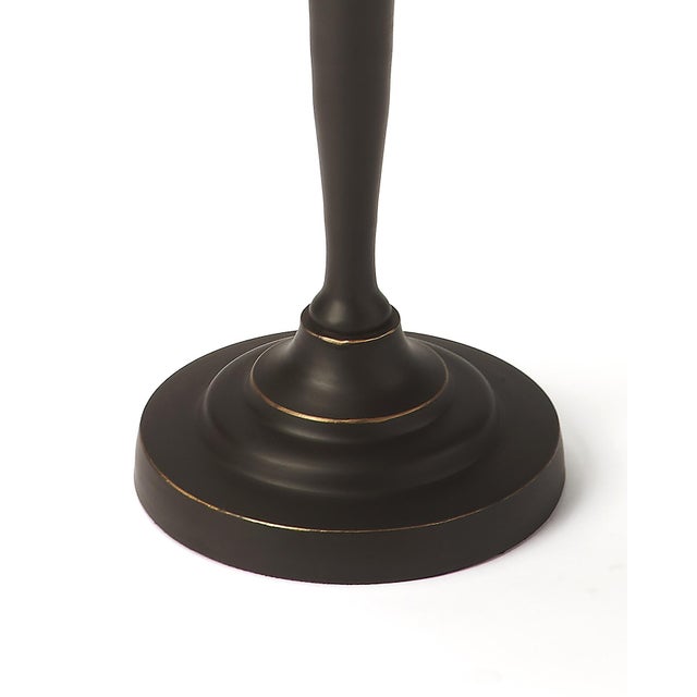 Traditional Langford Indoor 10 in. W Round Metal Pedestal Base Side Table, Black Gold For Sale - Image 3 of 5