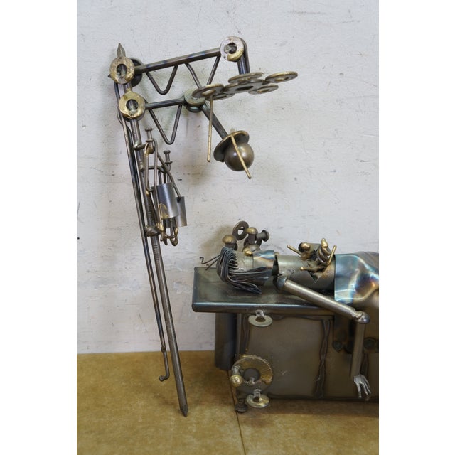 Vintage Handcrafted Metal Art Surgical Scene Sculpture Figurine Doctors Gift 13" For Sale - Image 11 of 18