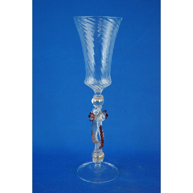 Vintage Venetian Goblet Glass in Blown Murano Glass, 1920s For Sale - Image 3 of 18