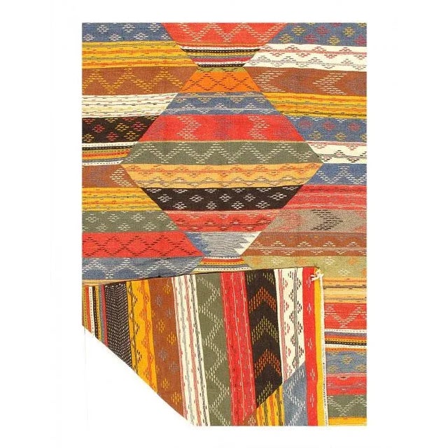 Traditional 1990s Fine Hand Knotted Flat Weave Moroccan For Sale - Image 3 of 5