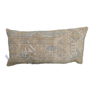 Large Bolster Size Light Blue Khaki Rug Pillow, 14'' X 30'' For Sale