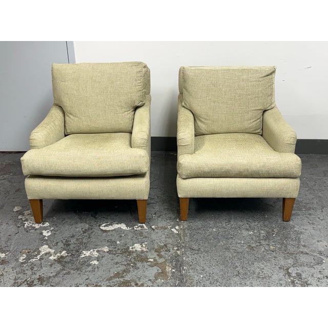 Design Plus Gallery presents a Pair of Bespoke Lounge Armchairs from Patricia Edwards. These upholstered armchairs have a...