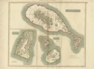 Hand-Colored Map of West India Islands, 1821