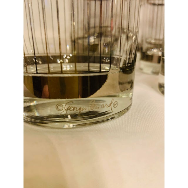 Georges Briard Georges Briard Silver Mirror Pin Stripe Low Ball Glasses - Set of 6 For Sale - Image 4 of 12