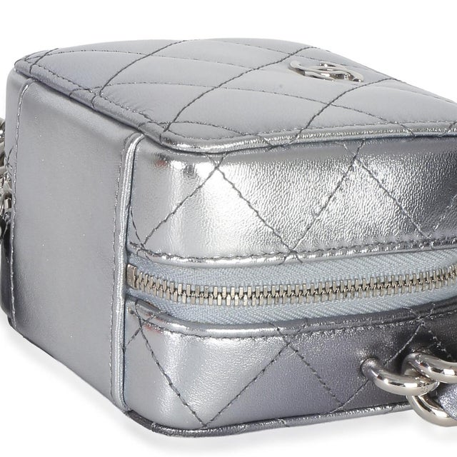 Animal Skin Metallic Quilted Lambskin Coco Punk Clutch With Chain For Sale - Image 7 of 9