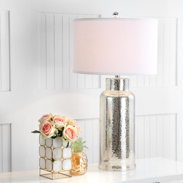 29 Inch H Sleek Glass Table Lamp in Ivory & Silver - a Pair For Sale In Philadelphia - Image 6 of 9