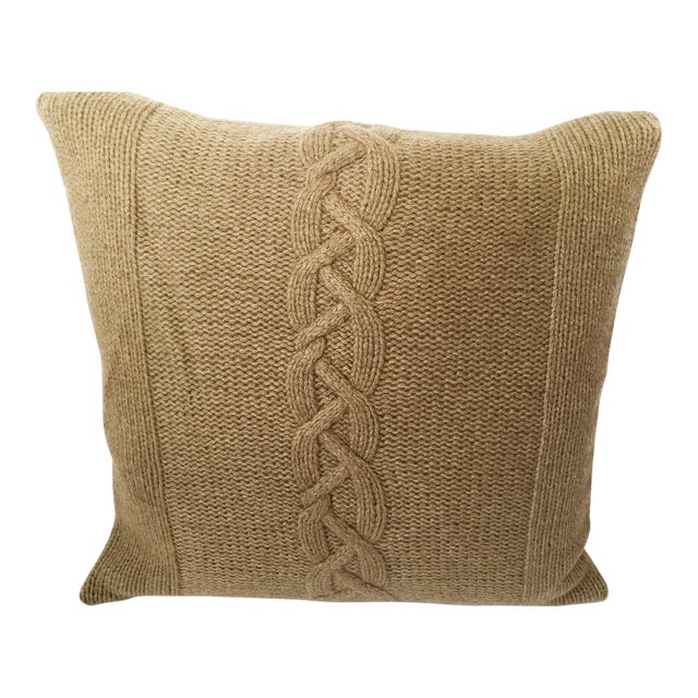 Cashmere Brown Knit Square Pillow Chairish