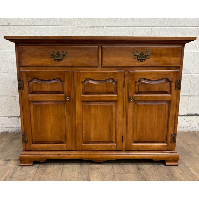 Brown Vintage Tell City Young Republic Colonial China Cabinet Buffet Hutch and Cupboard For Sale - Image 8 of 18