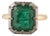 1930s Inspired Traditional 4 Carat Emerald Pinion Bezel Ring Size 5.5 in 18k Yellow Gold For Sale