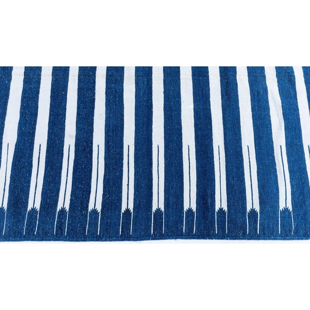 Textile Doris Leslie Blau Dhurrie Mid-Century Stripes White Handmade Runner For Sale - Image 7 of 8