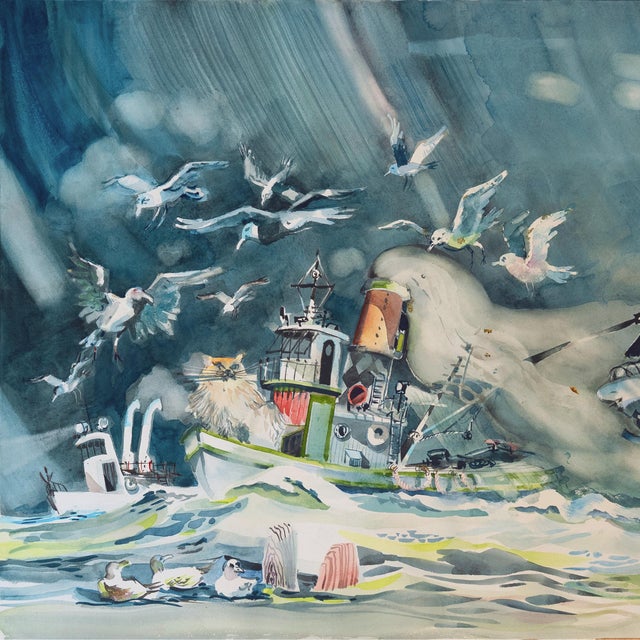 Signed indistinctly lower right and painted circa 1995 on J Whatman laid paper. Titled on old cardboard backing 'The...