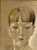 This artwork is a mid-century, mixed-media portrait on paper, executed primarily in colored pastels, charcoal and white...