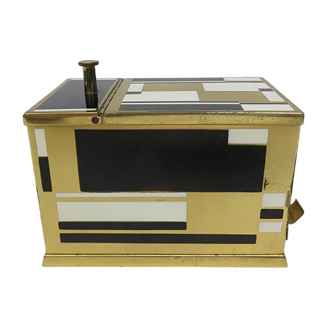 Art Deco Black & White Brass Cigarette Dispenser from Erhard & Söhne For Sale