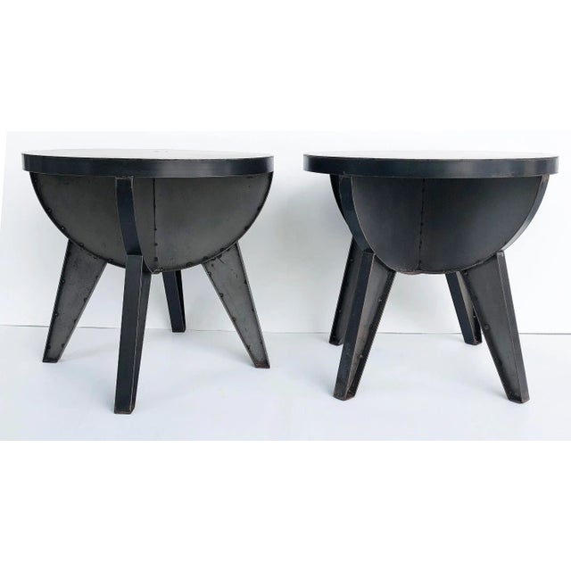 Sputnik Studio Industrial Recycled Steel Side Tables by Kevin Shahan- a Pair For Sale - Image 13 of 13