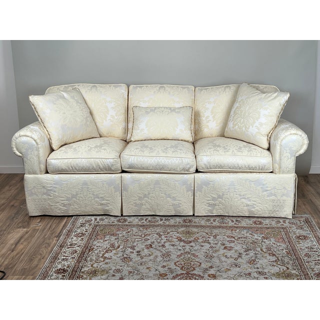 1980s Vintage Custom Ivory Upholstered Sofa by Stickley For Sale - Image 5 of 9