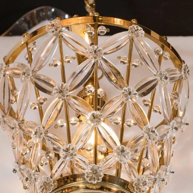 Mid-Century Modernist Viennese Floral Pendant in Brass and Glass For Sale In New York - Image 6 of 9