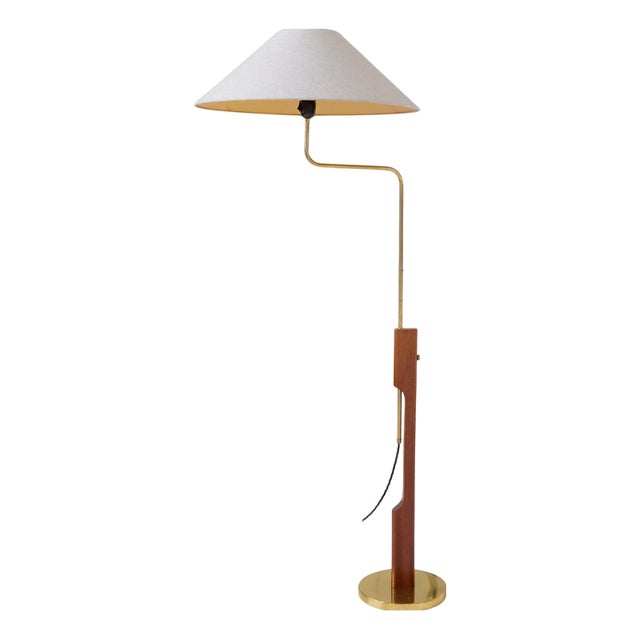 Mid-Century Modern Floor Lamp in Teak and Brass from Bergboms, Sweden, 1960s For Sale