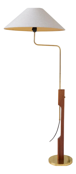Mid-Century Modern Floor Lamp in Teak and Brass from Bergboms, Sweden, 1960s