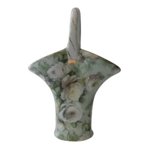Late 20th Century Formalities Baum Brothers Basket Vase White Flowers