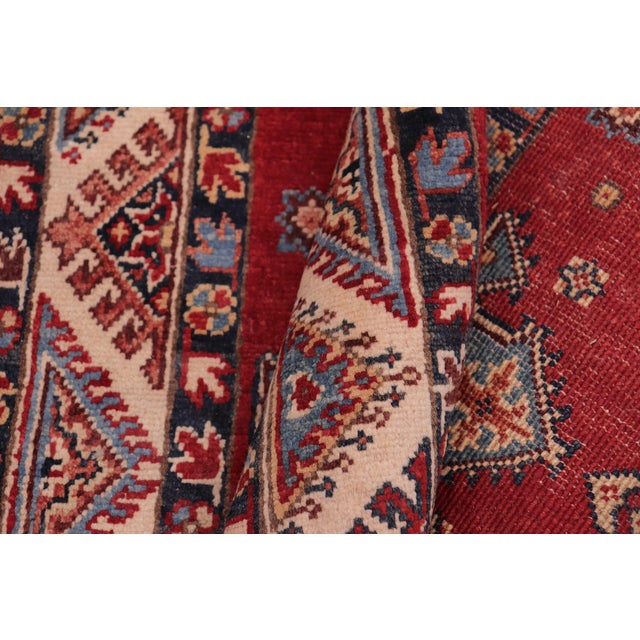 Textile Rustic Kazak Red/Beige Wool Runner Rug- 2'7''x9'6'' For Sale - Image 7 of 10