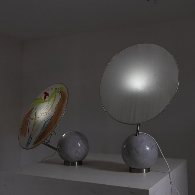 Metal Table Lamps with Marble Base, 1970s, Set of 2 For Sale - Image 7 of 15