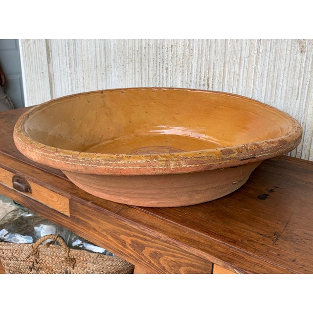 Spanish 19th Century Spanish Hand Thrown and Glazed Mustard Brown Stoneware Pottery Bowl For Sale - Image 3 of 18