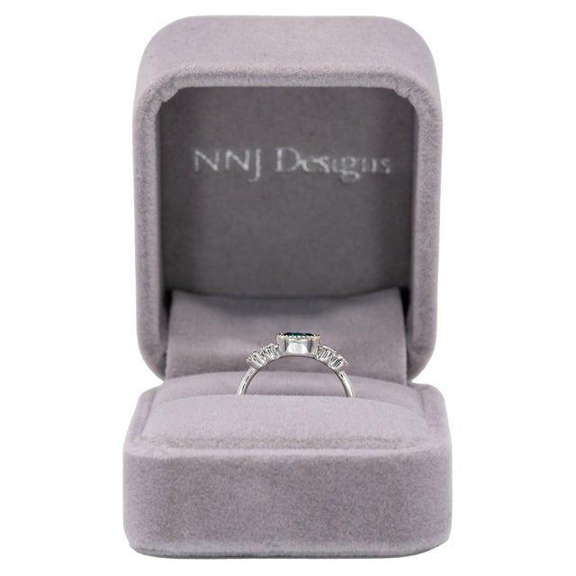 Indicolite Tourmaline Ring With Natural Diamond Accents: Solid 14k Gold, Size 6.75 For Sale - Image 4 of 10