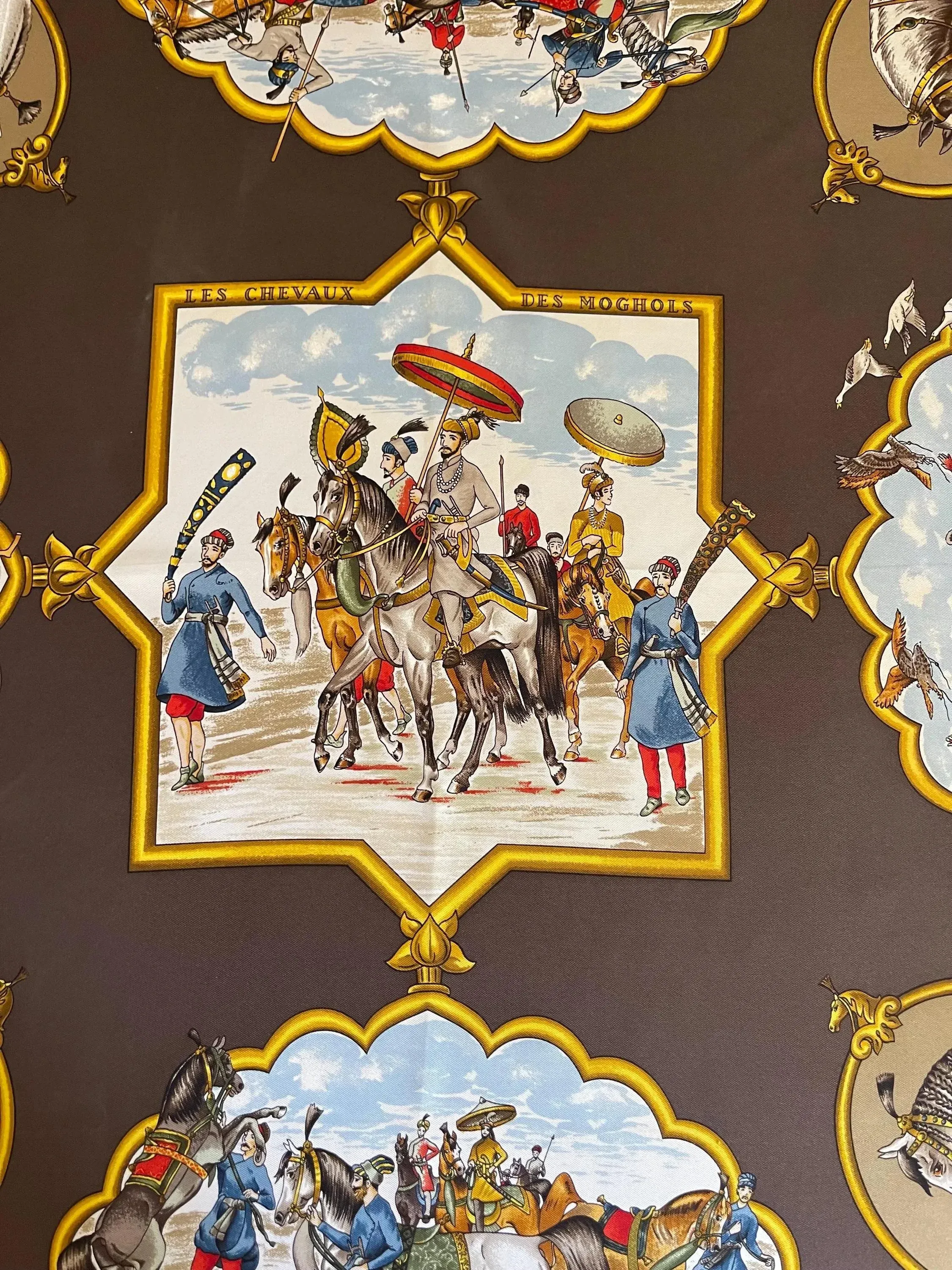 Hermès Silk Scarf “Les Chevaux Des Moghols” 1997 | Chairish