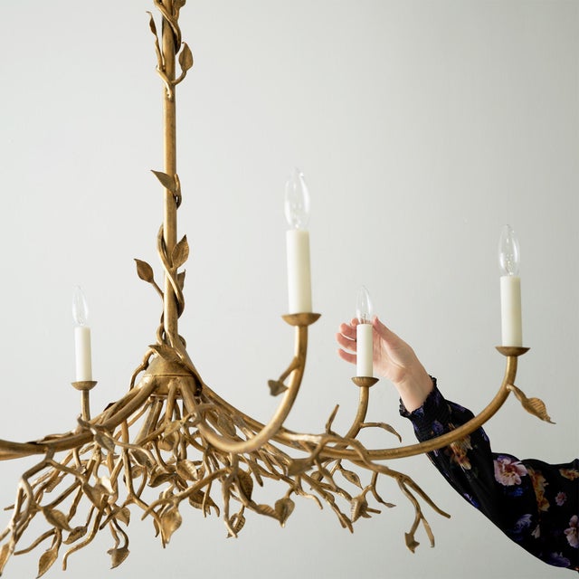 Contemporary Aged Silver Lennox Branching Leaf Chandelier For Sale - Image 3 of 6