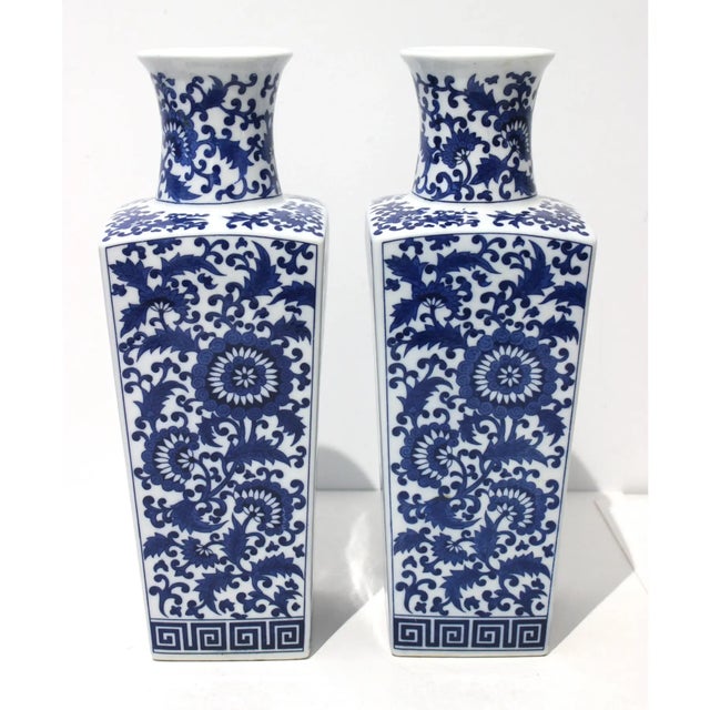 14" High Chinoiserie Square Vases - A Pair For Sale In Miami - Image 6 of 10