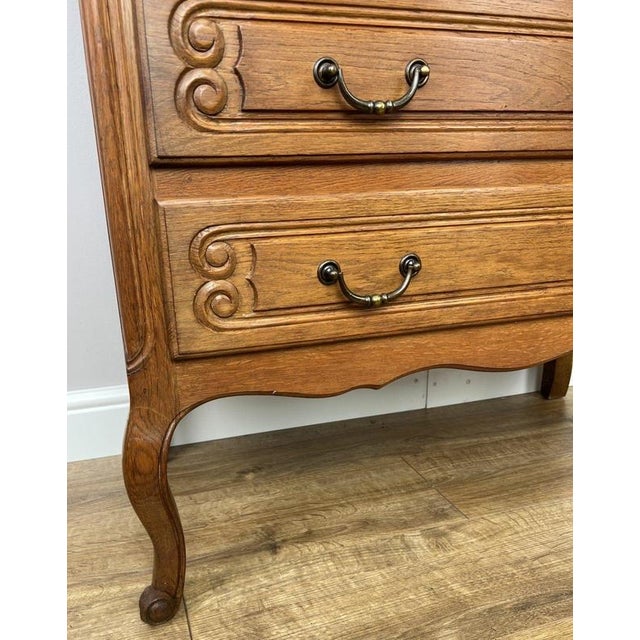 Vintage French Louis Style Oak Chest of 3 Drawers For Sale - Image 9 of 15