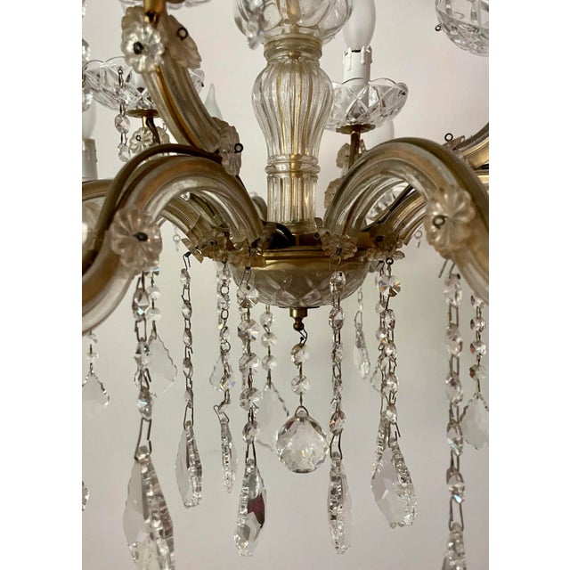Early 20th Century Vintage Maria Theresa 12 Arm Crystal and Glass Chandelier For Sale - Image 5 of 11