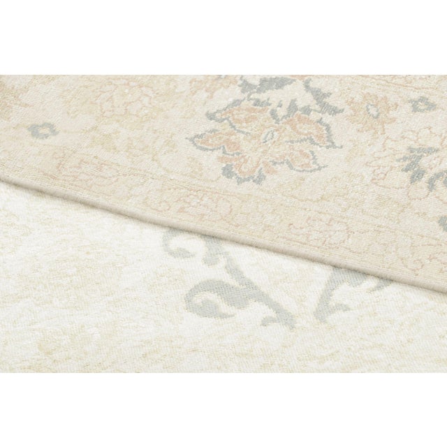 Textile Contemporary Block Print Floral Natural Silk Runner by Rug & Kilim, India For Sale - Image 7 of 9