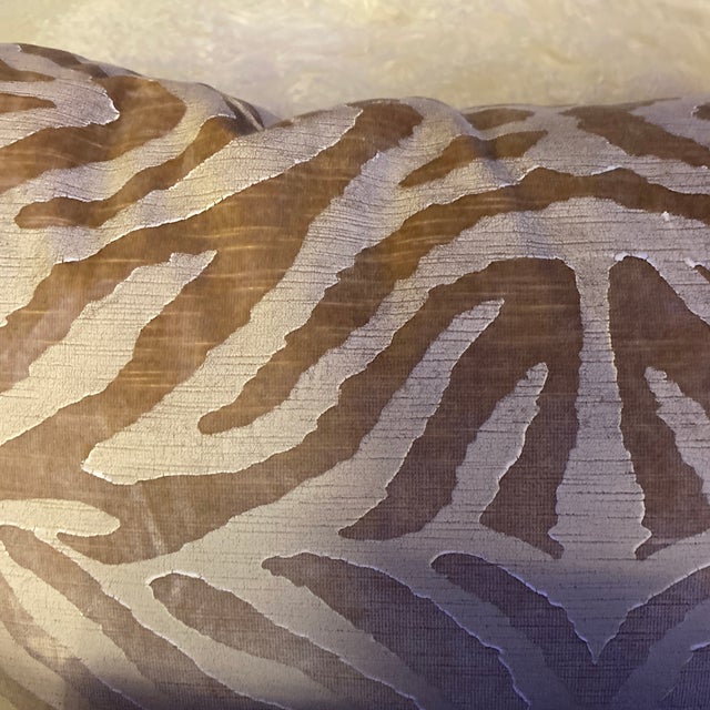 Hand Block Painted Velvet Pillows by Galbraith and Paul - Set of 2 For Sale - Image 9 of 9