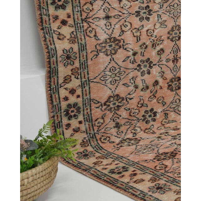 Textile 1970s Vintage Handmade 5x9 Wool Cotton Orange Area Rug For Sale - Image 7 of 12