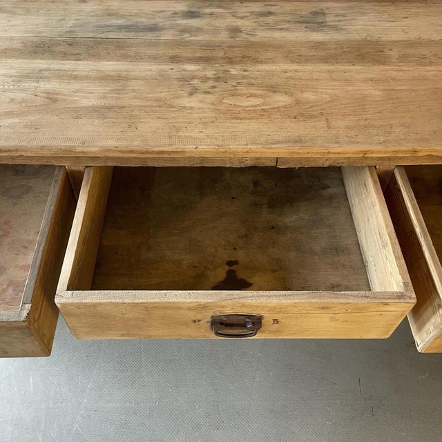 Vintage Industrial Beech and Sycamore Bakers Table For Sale - Image 5 of 15