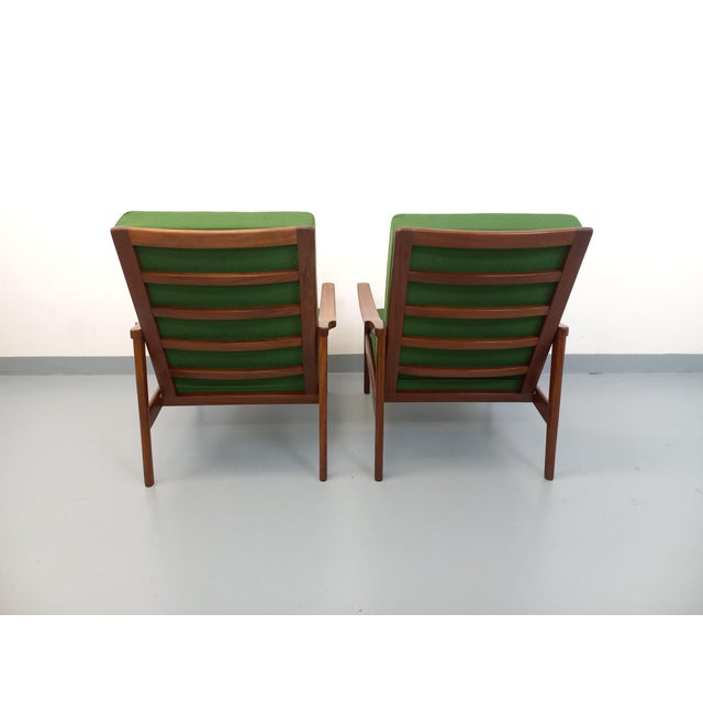 Vintage Scandinavian Chairs in Teak and Green Fabric, 1960s, Set of 2 For Sale - Image 10 of 18