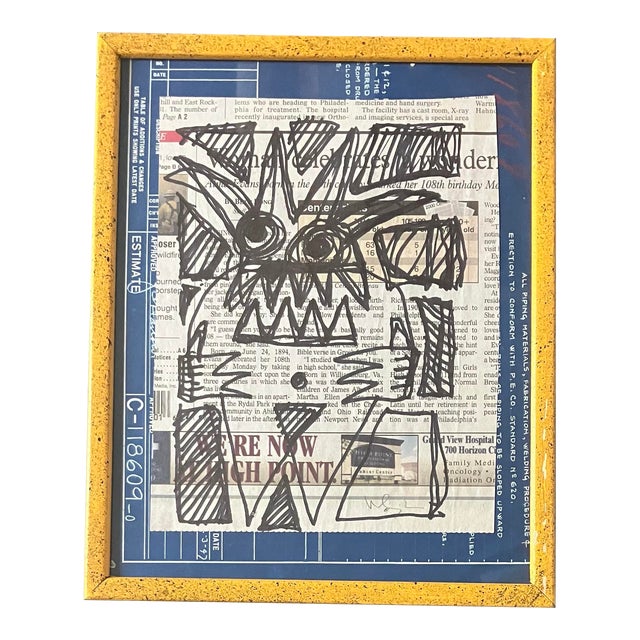 Contemporary Original Wayne Cunningham Abstract Marker Drawing For Sale