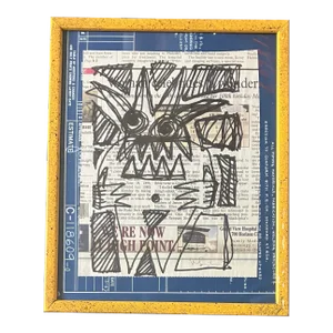 Contemporary Original Wayne Cunningham Abstract Marker Drawing