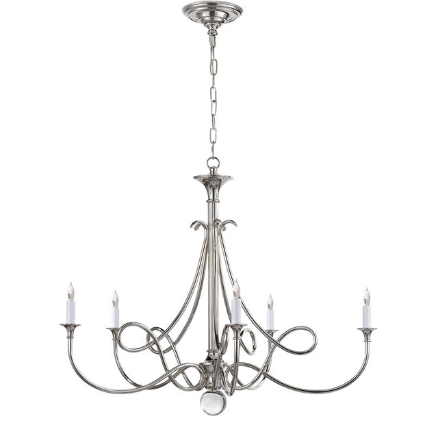 Eric Cohler for Visual Comfort Signature Double Twist Large Chandelier in Polished Nickel For Sale