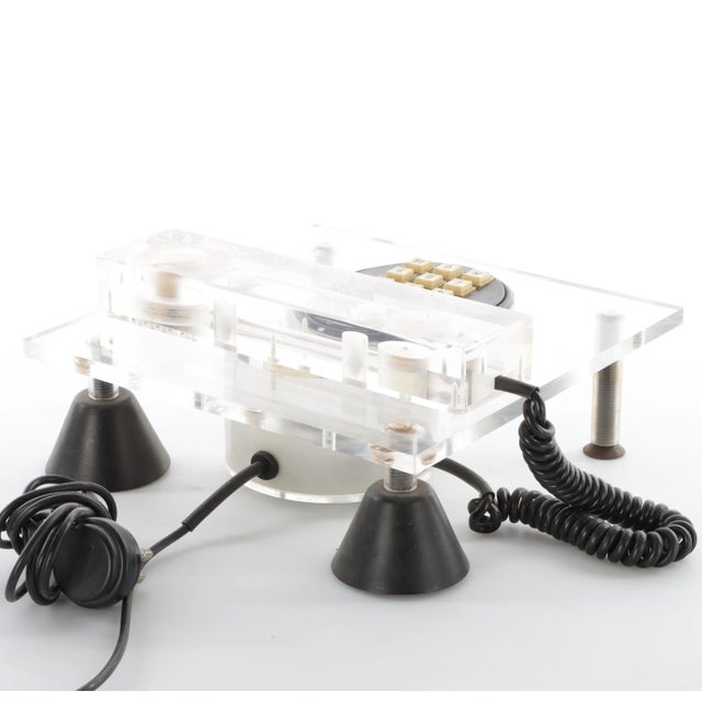 Black Acrylic Glass Square Telephone For Sale - Image 8 of 9