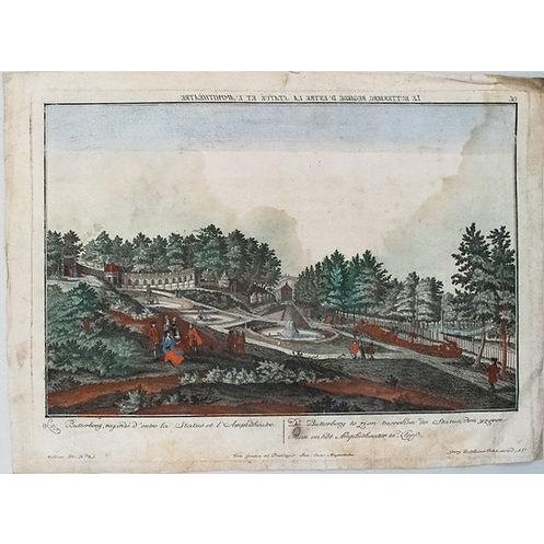 A rare "vue d'optique" (with mirror image title) view of a pak area in the foothills of Butterberg hill, which is part of...