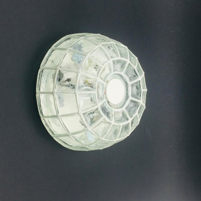 Mid-Century Modern Mid-Century Modern White Iron and Glass Flush Mount from Limburg, Germany, 1970s For Sale - Image 3 of 11