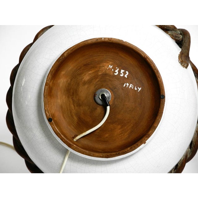 Mid-Century Italian White Ceramic Table Lamps with Original Shades, 1950s, Set of 2 For Sale - Image 11 of 18