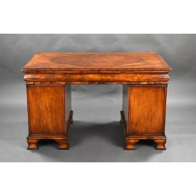 Vintage Figured Walnut Pedestal Desk, 1920 For Sale - Image 6 of 12