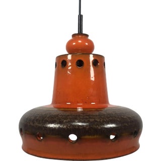 Vintage German Ceramic Orange Pendant Lamp, 1960s For Sale