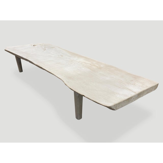 Andrianna Shamaris Minimalist Bleached Teak Wood Coffee Table or Bench For Sale - Image 16 of 18