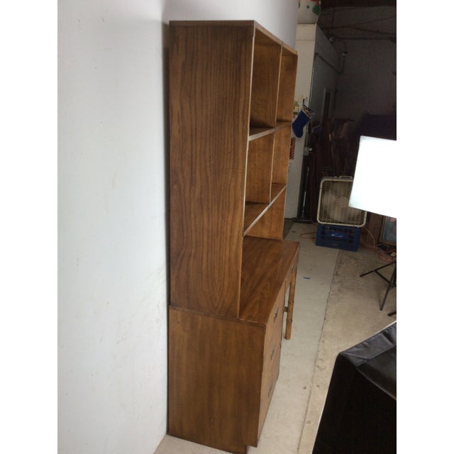 Brown Mid Century Campaign Style Writing Desk With Shelving Unit For Sale - Image 8 of 18